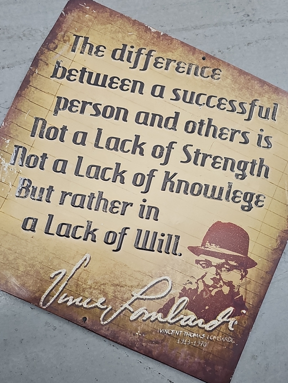 Metal Sign Vince Lombardi